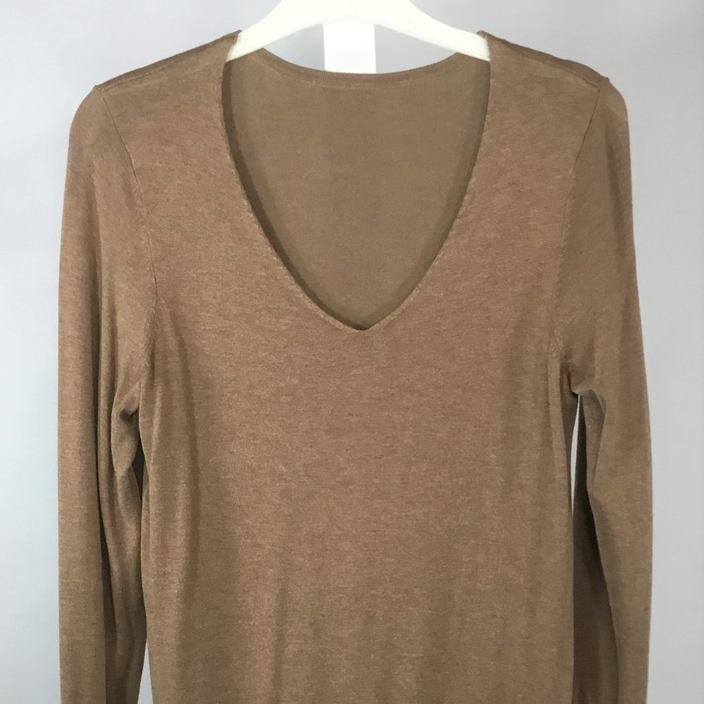 Camel V-Neck Sweater